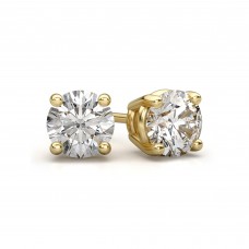 Bonjour Jewelers 14k Yellow Gold 1/2 Carat Round Created White Diamond Stud Earrings