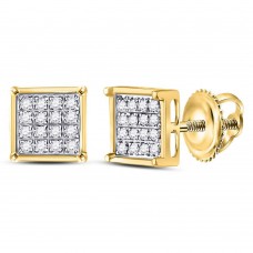 TheJewelryMaster 0.10ctw Princess Cut Square Shape Micro-Pave Diamond Stud Earrings