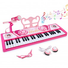 love&mini Kids Piano Toys for Girls Gifts - 49 Keys Portable Piano Keyboards Multifunctional Educational Musical Instrument Toy with Micro