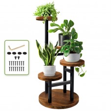 AUGOSTA 4 Tier Corner Plant Stand, Tall Metal Wood Plant Shelf Holder for Indoor, Outdoor Display Rack Flower Pot Stand for Livi