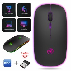 handbird Silence LED Backlit Wireless Mouse Rechargeable Adjustable DPI Slim 2.4GHz Mice