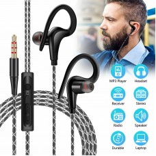 thinkstar 3.5Mm In-Ear Wired Earbuds Sports Running Earphone Over Ear Hook Headphone W/Mic