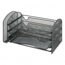 Safco SAF3265BL Mesh Desk Organizer, 1 Vertical/3 Horizontal Sections, 16 1/4 x 9 x 8, Black