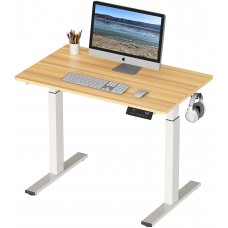 SHW Memory Preset Electric Height Adjustable Standing Desk, 40 x 24 Inches, Oak