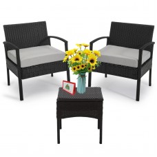 HOMEZILLIONS 3 Piece Patio Set Balcony Furniture Outdoor Patio Conversation Sets Patio Chairs for Patio, Porch, Backyard, Balcon