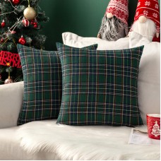 MIULEE Christmas Set of 2 Scottish Tartan Plaid Throw Pillow Covers Farmhouse Classic Decorative Square Cushion Cases for Decor