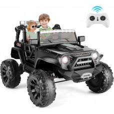 Hikole 2 Seater Kids Ride On Car Truck, 24V 9AH Battery Powered Toy Car,Spring Suspension&Remote Control,400W Motor,3 Speeds,LED Lights