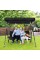 GARTOO 3-Seat Patio Swing Chair,Outdoor Porch Swing with Adjustable Canopy and Durable Steel Frame for Patio, Garden, Poolside (Black)