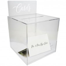 Vandue OnDisplay 10' Luxe Acrylic Clear Wedding Card Money Box w/Hinged Lid and Removable Sign (Cards Print)