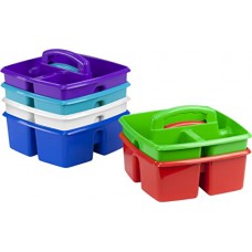 Storex Classroom Caddy, 9.25 x 9.25 x 5.25 Inches, Assorted Colors, Color Assortment Will Vary, Case of 6 (00940U06C), Small Cad