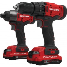 CRAFTSMAN V20 MAX Cordless Drill and Impact Driver, Power Tool Combo Kit with 2 Batteries and Charger (CMCK200C2AM)