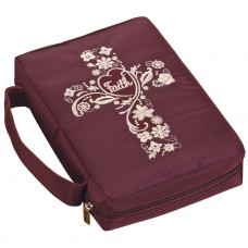 Fox Valley Traders Faith Zippered Bible Cover, Bible Case with Carrying Handle, Burgundy