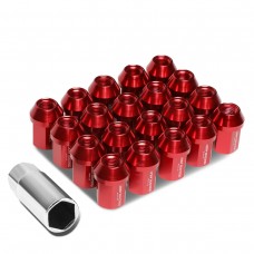 DNA Motoring LN-ZTL-9018-15-RD 20Pcs Red M12X1.5 25mmx35mm Aluminum Closed-End Lug Nuts+Deep Drive Extension Adapter