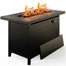 Ciays 42 Inch Gas Fire Pit Table, 60,000 BTU Propane Pits for Outside with Steel Lid and Lava Rock, 2 in 1 Firepit Table Gatheri