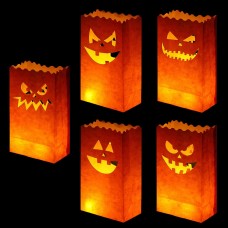 stmarry 50 pieces halloween luminary bags, flame resistant candle bags, jack-o'-lantern tea light candle holders for hallowee