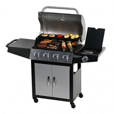 MASTER COOK Outdoor Propane Grills, 4-Bunner Gas Side Bunner, Sliver-Black