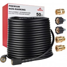 YAMATIc Pressure Washer Hose Kink Resistant 3200 PSI 50 FT X 14, M22 to 38 Quick connect couplers for ReplacementExtension (Prem