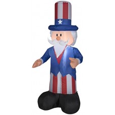 Gemmy Airblown Inflatable Patriotic Uncle Sam with Top Hat July 4th Life Sized Decoration - 4-foot Tall