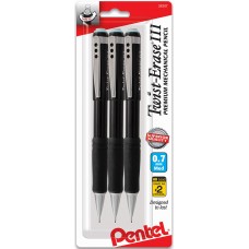 Pentel Mechanical Pencil Pentel Twist Erase 7 MM TwistErase III Automatic 3 Pack Black Barrels Best Professional Pencils for Sch