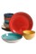 Gibson Home Color Speckle 12 Piece Mix and Match Double Bowl Dinnerware Set in 4 Assorted Colors