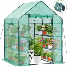 OHUHU Greenhouse for Outdoors with Screen Windows, Ohuhu Walk in Plant Greenhouses Heavy Duty with Durable PE Cover, 3 Tiers 12 Shelve