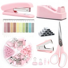 UPIHO Pink Office Supplies, Upiho Pink Desk Accessories, Stapler And Tape Dispenser Set For Women With Stapler, Tape Dispenser, Staple