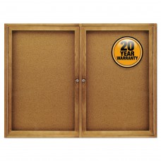 Quartet Enclosed Bulletin Board, Natural Cork/Fiberboard, 48 X 36, Oak Frame