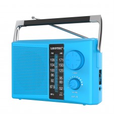 LEOTEC AM/FM Radio with Best Reception, AC or Battery Operated Portable Radio with Big Speaker, Large Tuning Knob, Clear Dial, E