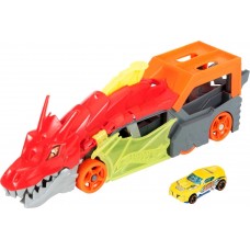 Hot Wheels Toy Car Track Set City Dragon Launch Transporter 164 Scale Car Stores up to 5 Vehicles