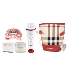 LINSAY UltraSonic Facial & Body cleansing Brush with Temperature control Bundle with le preel Paris Organic Day Time Cream