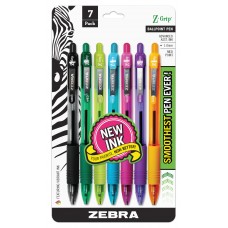 Zebra Pen Z-Grip Retractable Ballpoint Pen, Medium Point, 1.0mm, Assorted Fashion Colors - 7 Pieces