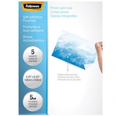 Fellowes Laminating Sheets, Self Adhesive, Photo Size, 5 Mil, 5 Pack (5220401)