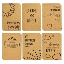 Paper Junkie 12 pack kraft paper notebooks, happy-themed journal for kids, teens, artists and college students, 80 lined pages, sunshine,