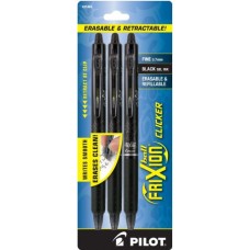 Pilot Automotive PILOT FriXion Clicker Erasable, Refillable & Retractable Gel Ink Pens, Fine Point, Black Ink, 3-Pack (31464)