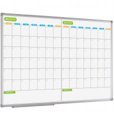 Jiloffice Magnetic Dry Erase Calendar Whiteboard, 2 Month White Board Planner 48 X 36 Inch, Silver Aluminum Frame Wall Mounted B