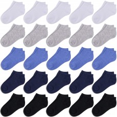 Duufin 25 Pairs Toddler Socks Low Cut Toddler Ankle Socks Half Cushion Kids Socks Low Rise Ankle Socks for Toddler Boys Girls, 4