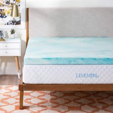 Linenspa Essentials Linenspa 3 Inch Mattress Topper King - gel Swirl Memory Foam King Mattress Topper - certiPUR-US certified - King Foam Pad