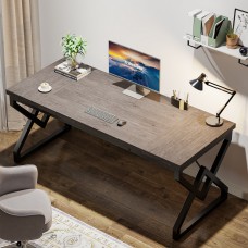 Tribesigns 63” Executive Desk, Large Office Computer Desk with Extra Thick Wooden Tabletop and Metal Frame