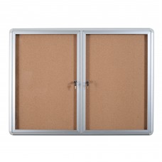 Mastervision Cork Bulletin Enclosed Cabinet Two Swing Doors