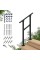 cHR 2 Steps Outdoor Handrails for Outdoor Steps, Black Wrought Iron Hand Rail Stair Railing Kit (1-2 Steps Handrail)