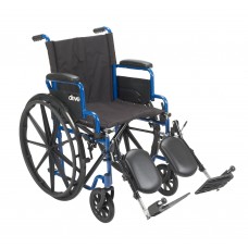 Drive Medical Blue Streak Wheelchair with 16' width seat, Flip Back Desk Arms and Elevating Leg Rests