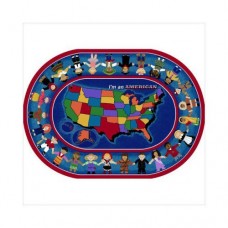 Joy Carpets Kid Essentials Geography & Environment Oval I'm an American Rug, Multicolored, 5'4' x 7'8'