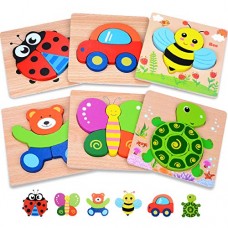 MAGIFIRE Wooden Toddler Puzzles Gifts Toys for 1 2 3 Year Old Boys Girls Baby Infant Kid Learning Educational 6 Animal Shape Jig