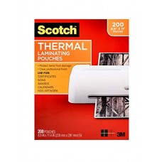 Scotch Brand Scotch Thermal Laminating Pouches, 200-Pack, 8.9 x 11.4 inches, Letter Size Sheets, Clear, 3-Mil (TP3854-200)