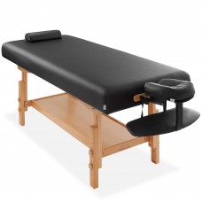 Saloniture Professional Stationary Massage Table with Headrest, Face Cradle and Bolster