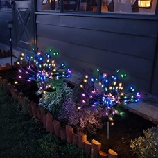 Anordsem Solar Garden Lights Solar Firework Lights Solar Powered String Light with 2 Lighting Modes Twinkling and Steady-ON for