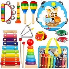 looikoos toddler musical instruments,wooden percussion instruments for baby kids preschool educational musical toys set boys