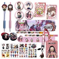 AWKEM Anime gift Set Include Pencil,Rollerball Pen, Ruler,card Holder with Lanyard,Notebook,Tattoo Sticker,Phone Ring Holder,Button Pi