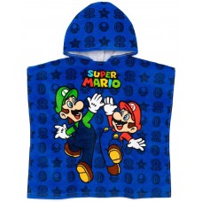 Nintendo Super Mario Kids Towel Poncho Boys Game Characters Mario Brothers Bath Towel Luigi Mario Star Blue Changing Robe