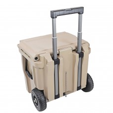 Xspec 45 Quart Towable Roto Molded Ice Chest Outdoor Cooler with Wheels, Sand